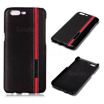 Stitching Leather Coated Plastic Back Cover for OnePlus 5 - Black