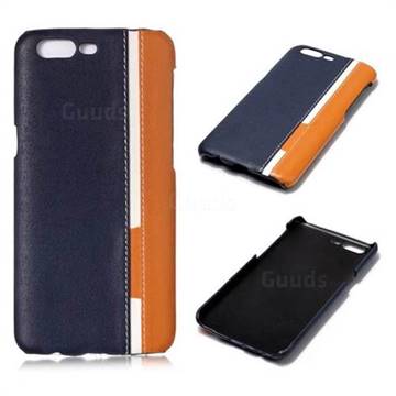 Stitching Leather Coated Plastic Back Cover for OnePlus 5 - Dark Blue