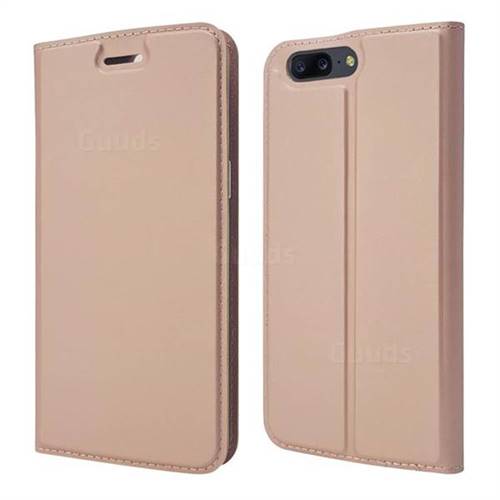 Ultra Slim Card Magnetic Automatic Suction Leather Wallet Case for OnePlus 5 - Rose Gold