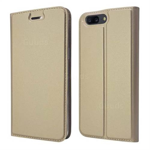 Ultra Slim Card Magnetic Automatic Suction Leather Wallet Case for OnePlus 5 - Champagne