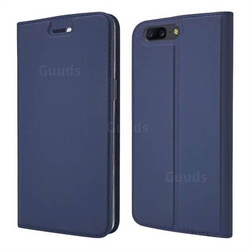 Ultra Slim Card Magnetic Automatic Suction Leather Wallet Case for OnePlus 5 - Royal Blue