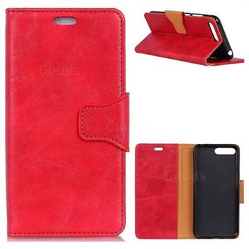MURREN Luxury Crazy Horse PU Leather Wallet Phone Case for OnePlus 5 - Red
