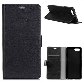 MURREN Iron Buckle Crazy Horse Leather Wallet Phone Cover for OnePlus 5 - Black