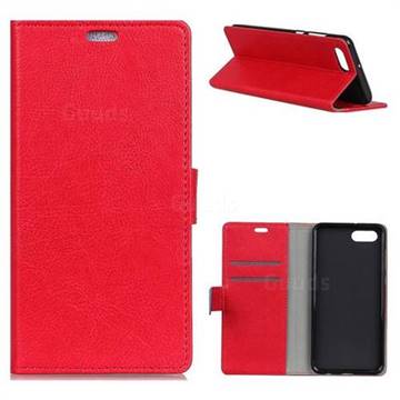 MURREN Iron Buckle Crazy Horse Leather Wallet Phone Cover for OnePlus 5 - Red