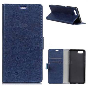 MURREN Iron Buckle Crazy Horse Leather Wallet Phone Cover for OnePlus 5 - Blue