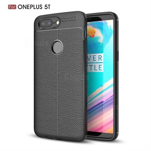 Luxury Auto Focus Litchi Texture Silicone TPU Back Cover for OnePlus 5T - Black