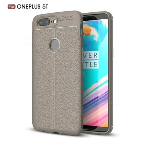 Luxury Auto Focus Litchi Texture Silicone TPU Back Cover for OnePlus 5T - Gray