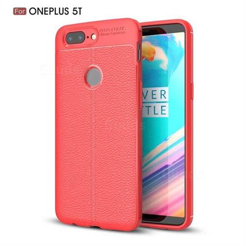 Luxury Auto Focus Litchi Texture Silicone TPU Back Cover for OnePlus 5T - Red