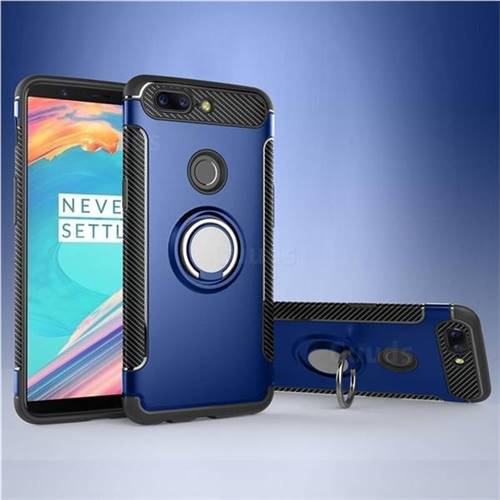 Armor Anti Drop Carbon PC + Silicon Invisible Ring Holder Phone Case for OnePlus 5T - Sapphire