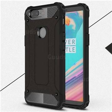King Kong Armor Premium Shockproof Dual Layer Rugged Hard Cover for OnePlus 5T - Black Gold