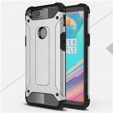 King Kong Armor Premium Shockproof Dual Layer Rugged Hard Cover for OnePlus 5T - Technology Silver