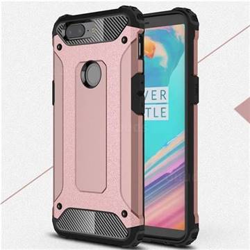 King Kong Armor Premium Shockproof Dual Layer Rugged Hard Cover for OnePlus 5T - Rose Gold