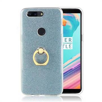 Luxury Soft TPU Glitter Back Ring Cover with 360 Rotate Finger Holder Buckle for OnePlus 5T - Blue