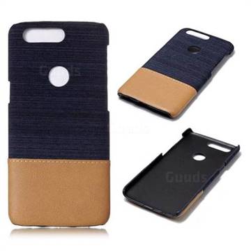 Canvas Cloth Coated Plastic Back Cover for OnePlus 5T - Dark Blue