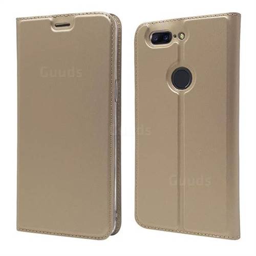Ultra Slim Card Magnetic Automatic Suction Leather Wallet Case for OnePlus 5T - Champagne