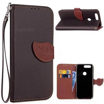 Leaf Buckle Litchi Leather Wallet Phone Case for OnePlus 5T - Black