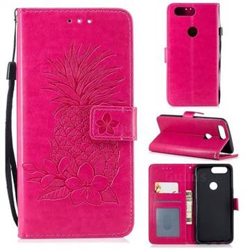 Embossing Flower Pineapple Leather Wallet Case for OnePlus 5T - Rose