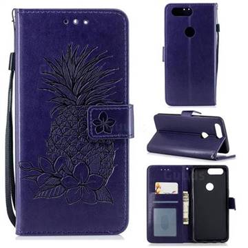 Embossing Flower Pineapple Leather Wallet Case for OnePlus 5T - Purple