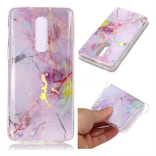 Pink Purple Marble Pattern Bright Color Laser Soft TPU Case for OnePlus 6