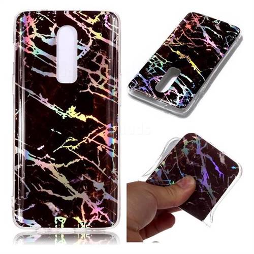 Black Brown Marble Pattern Bright Color Laser Soft TPU Case for OnePlus 6