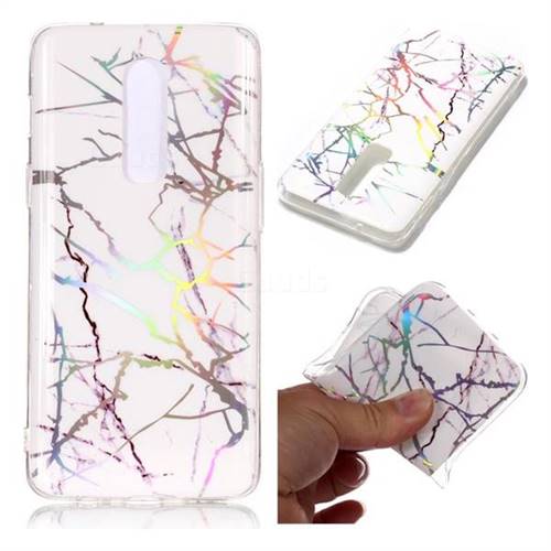 Color White Marble Pattern Bright Color Laser Soft TPU Case for OnePlus 6