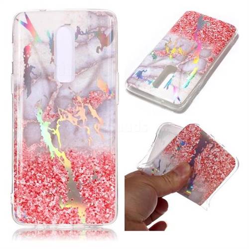 Powder Sandstone Marble Pattern Bright Color Laser Soft TPU Case for OnePlus 6