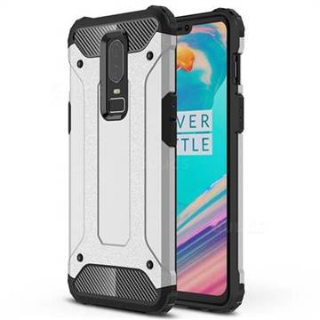 King Kong Armor Premium Shockproof Dual Layer Rugged Hard Cover for OnePlus 6 - Technology Silver
