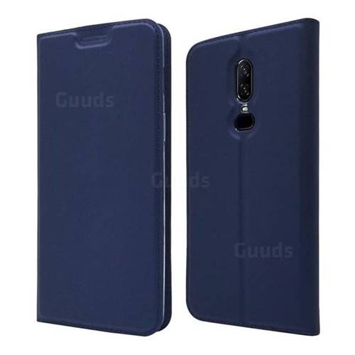 Ultra Slim Card Magnetic Automatic Suction Leather Wallet Case for OnePlus 6 - Royal Blue