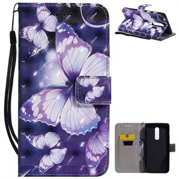 Violet butterfly 3D Painted Leather Wallet Case for OnePlus 6