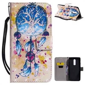 Blue Dream Catcher 3D Painted Leather Wallet Case for OnePlus 6