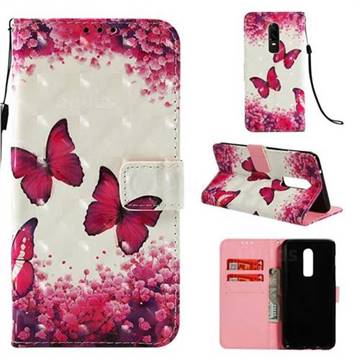 Rose Butterfly 3D Painted Leather Wallet Case for OnePlus 6