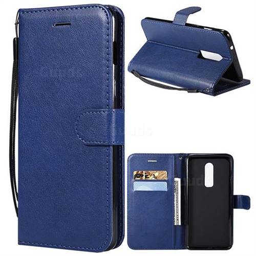 Retro Greek Classic Smooth PU Leather Wallet Phone Case for OnePlus 6 - Blue