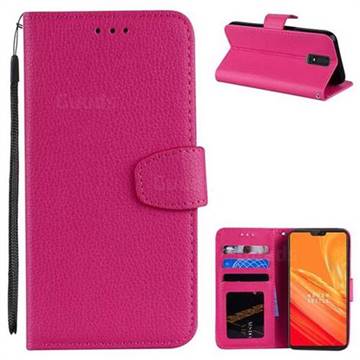 Litchi Pattern PU Leather Wallet Case for OnePlus 6 - Rose