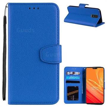 Litchi Pattern PU Leather Wallet Case for OnePlus 6 - Blue