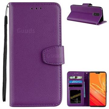 Litchi Pattern PU Leather Wallet Case for OnePlus 6 - Purple