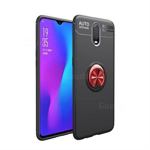 Auto Focus Invisible Ring Holder Soft Phone Case for OnePlus 6T - Black Red