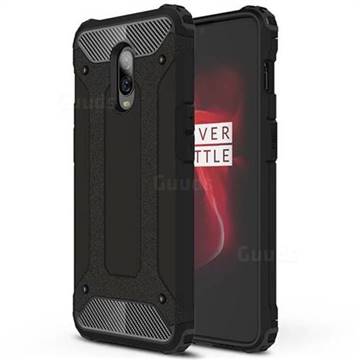 King Kong Armor Premium Shockproof Dual Layer Rugged Hard Cover for OnePlus 6T - Black Gold
