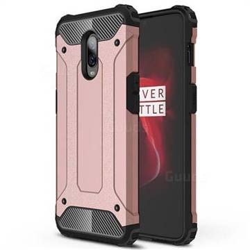 King Kong Armor Premium Shockproof Dual Layer Rugged Hard Cover for OnePlus 6T - Rose Gold