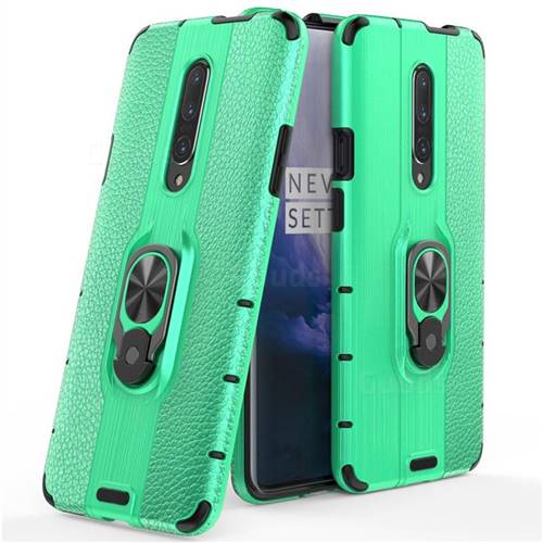 Alita Battle Angel Armor Metal Ring Grip Shockproof Dual Layer Rugged Hard Cover for OnePlus 6T - Green