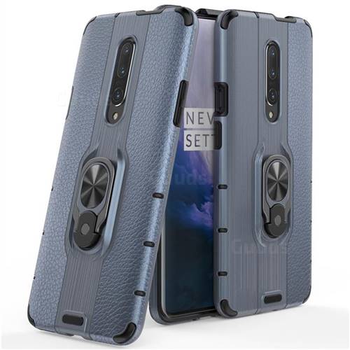 Alita Battle Angel Armor Metal Ring Grip Shockproof Dual Layer Rugged Hard Cover for OnePlus 6T - Blue