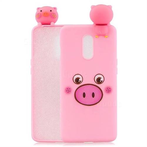 Small Pink Pig Soft 3D Climbing Doll Soft Case for OnePlus 7