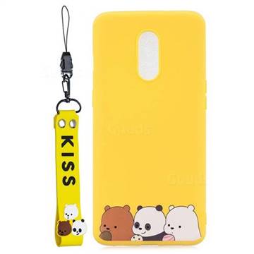 Yellow Bear Family Soft Kiss Candy Hand Strap Silicone Case for OnePlus 7