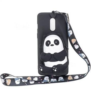Cute Panda Neck Lanyard Zipper Wallet Silicone Case for OnePlus 7