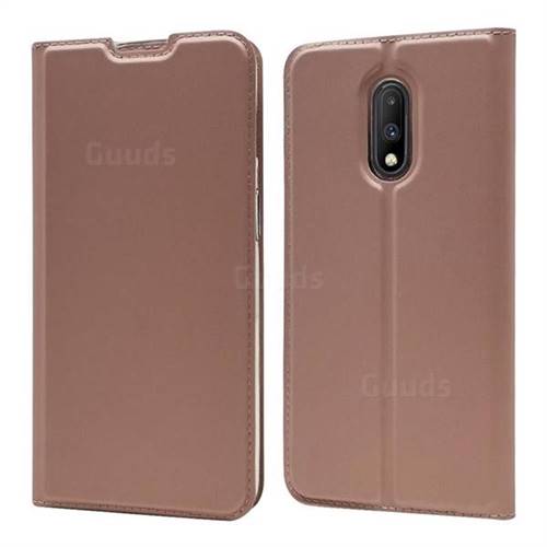Ultra Slim Card Magnetic Automatic Suction Leather Wallet Case for OnePlus 7 - Rose Gold