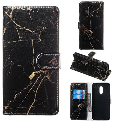 Black Gold Marble PU Leather Wallet Case for OnePlus 7
