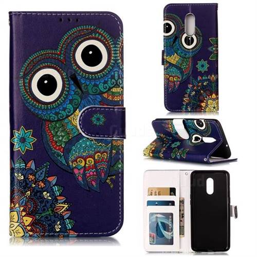 Folk Owl 3D Relief Oil PU Leather Wallet Case for OnePlus 7
