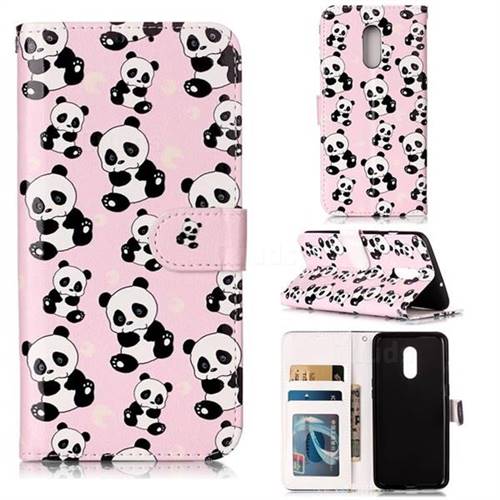 Cute Panda 3D Relief Oil PU Leather Wallet Case for OnePlus 7