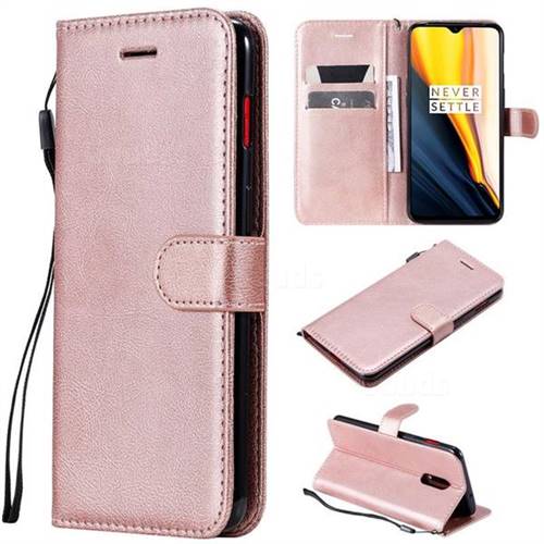 Retro Greek Classic Smooth PU Leather Wallet Phone Case for OnePlus 7 - Rose Gold