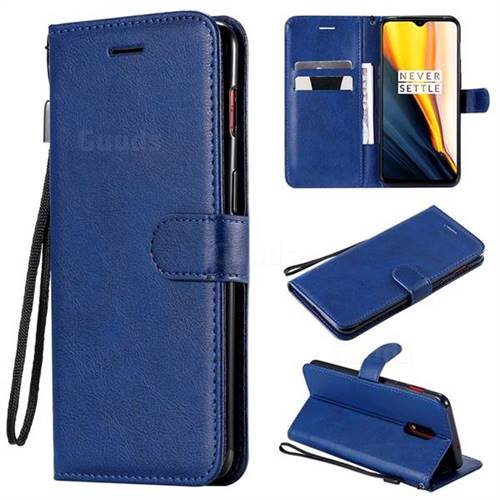 Retro Greek Classic Smooth PU Leather Wallet Phone Case for OnePlus 7 - Blue