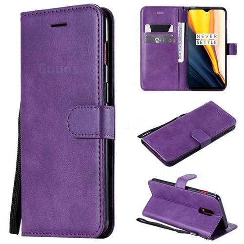 Retro Greek Classic Smooth PU Leather Wallet Phone Case for OnePlus 7 - Purple